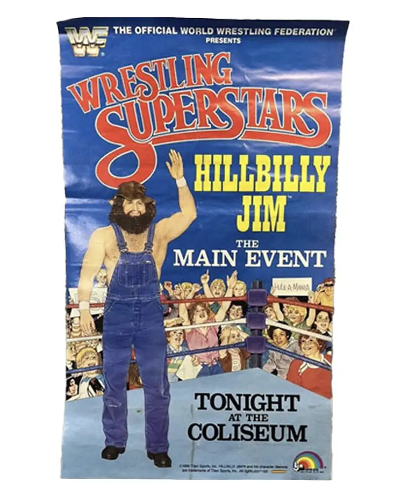 Front view of Hillbilly Jim 1984 LJN WWF Poster