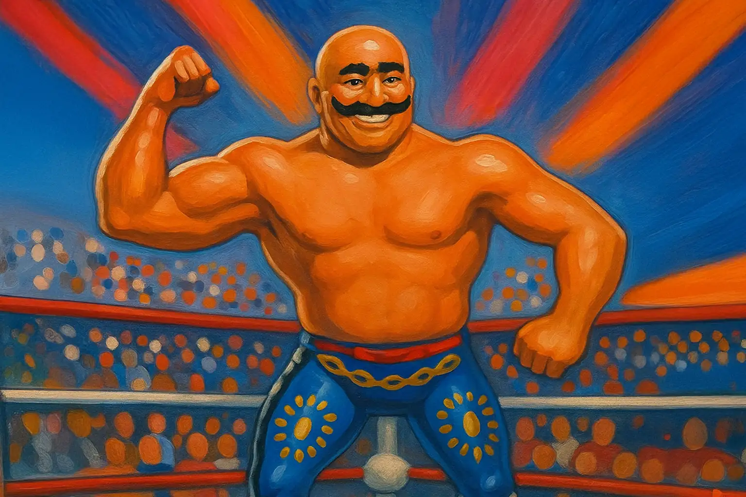 Illustration of Iron Sheik LJN Wrestling Superstars from 1984