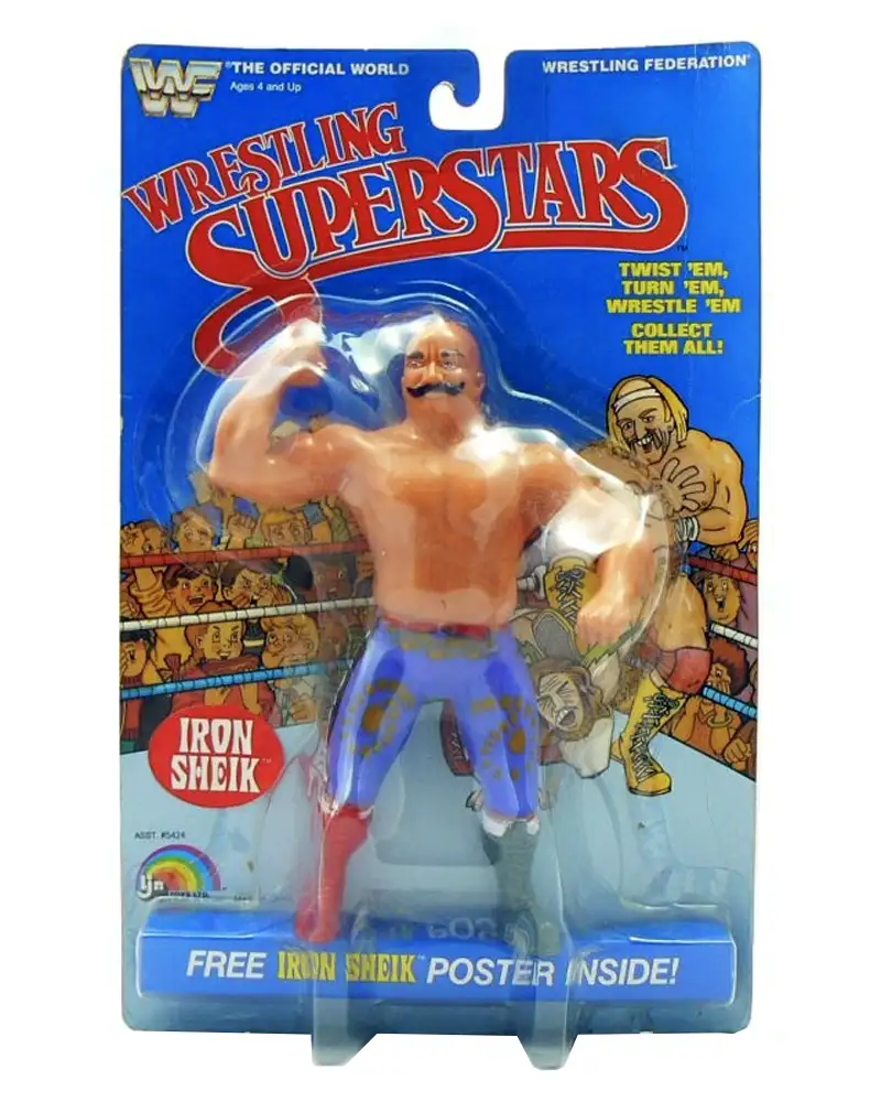 MOC front view of Iron Sheik 1984 LJN WWF action figure