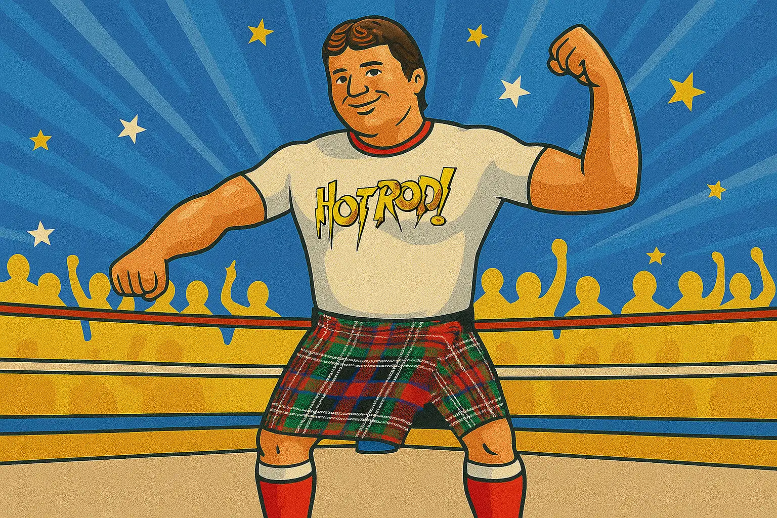 Illustration of Roddy Piper LJN Wrestling Superstars from 1984